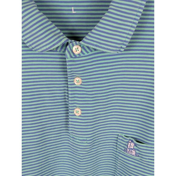 B. Draddy USA Tommy Striped Polo Shirt Green/Blue Men's Size Large - Picture 5 of 13